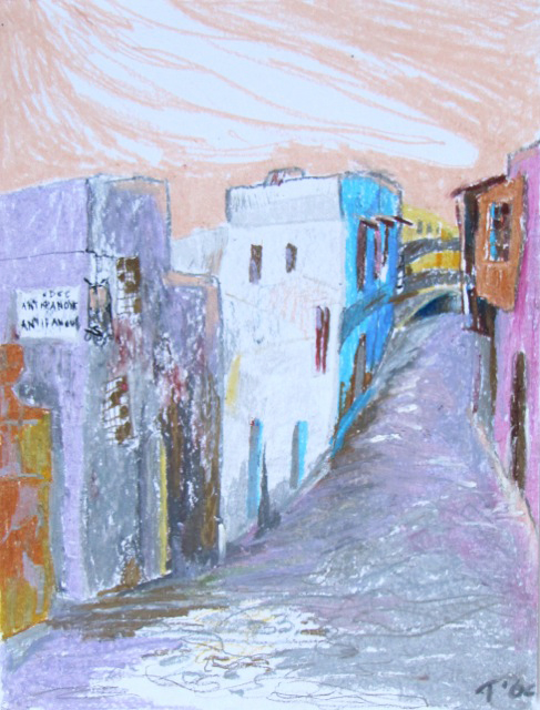 Tänav, Rhodos, 2006, pastell A3